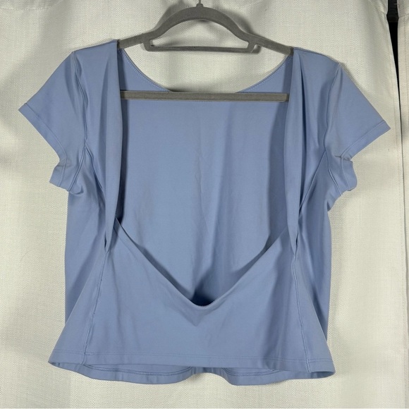 Offline by Aerie Baby Blue Low Back Cap Sleeve Crop Top XL - Picture 2 of 7